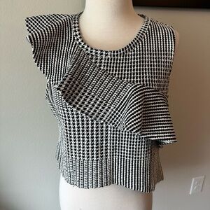 Anthropologie Dolan Callan Ruffled Houndstooth Sleeveless Top